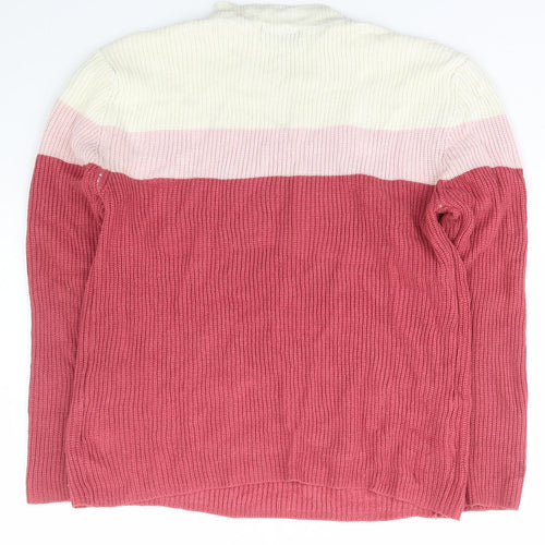 Pure & Natural Womens Multicoloured Mock Neck Striped Acrylic Pullover Jumper Size L