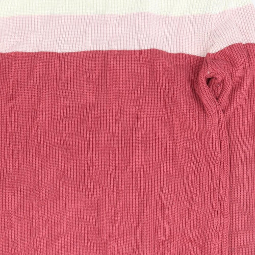 Pure & Natural Womens Multicoloured Mock Neck Striped Acrylic Pullover Jumper Size L