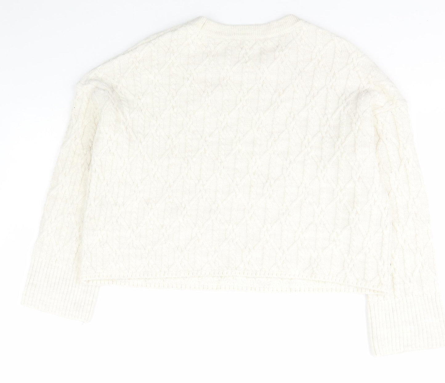 River Island Womens Ivory Scoop Neck  Acrylic Pullover Jumper Size S