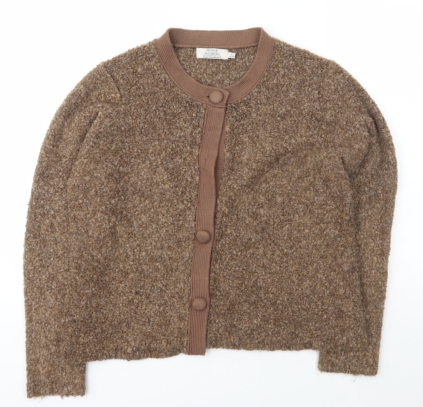 Honor Millburn Womens Brown V-Neck  Acrylic Cardigan Jumper Size L