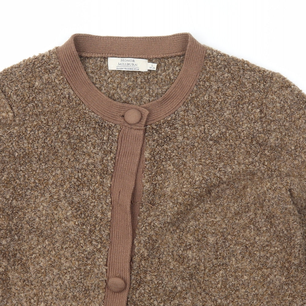 Honor Millburn Womens Brown V-Neck  Acrylic Cardigan Jumper Size L