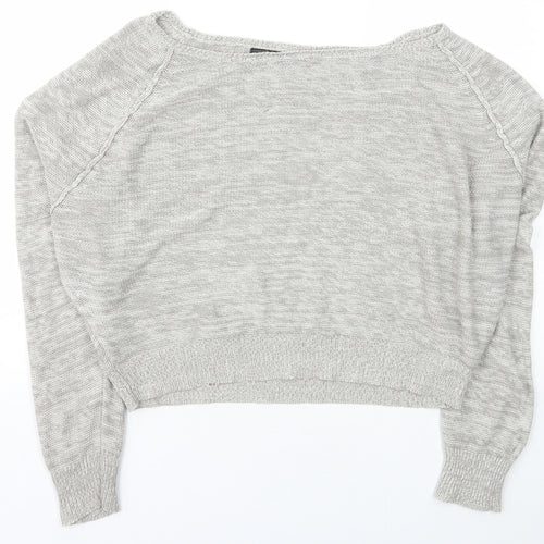 Red London Womens Grey Boat Neck  Acrylic Pullover Jumper Size L