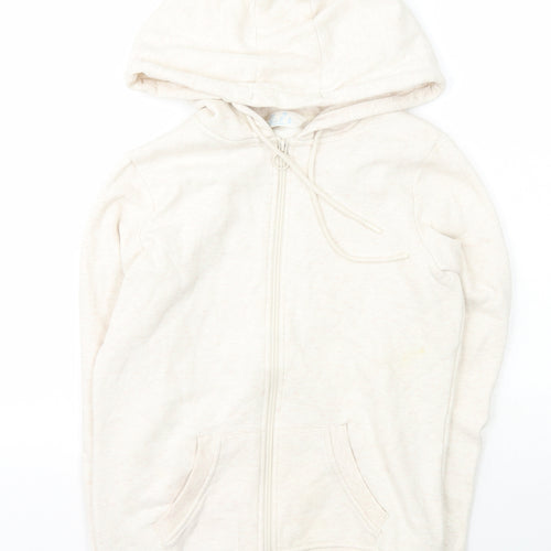 Primark Womens Beige  Cotton Full Zip Hoodie Size 2XS  Zip