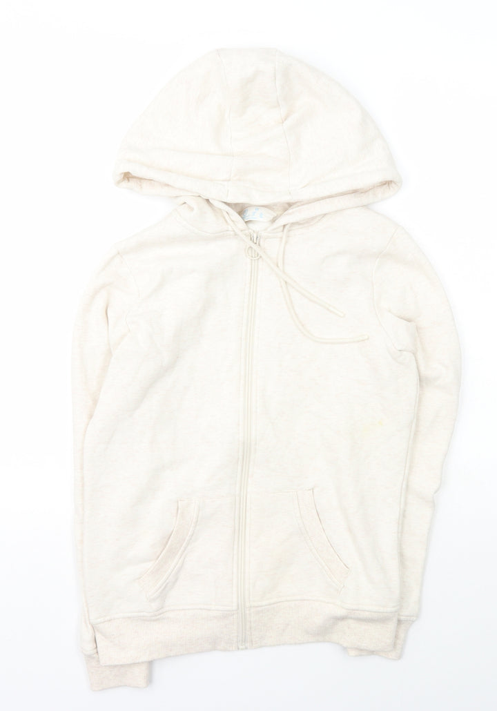 Primark Womens Beige Cotton Full Zip Hoodie Size 2XS Zip