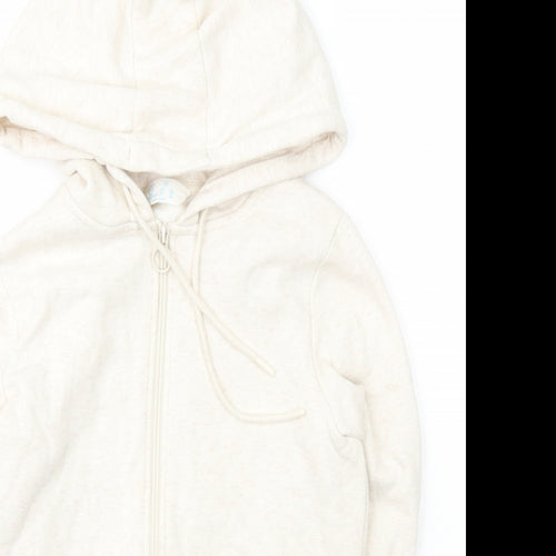 Primark Womens Beige  Cotton Full Zip Hoodie Size 2XS  Zip