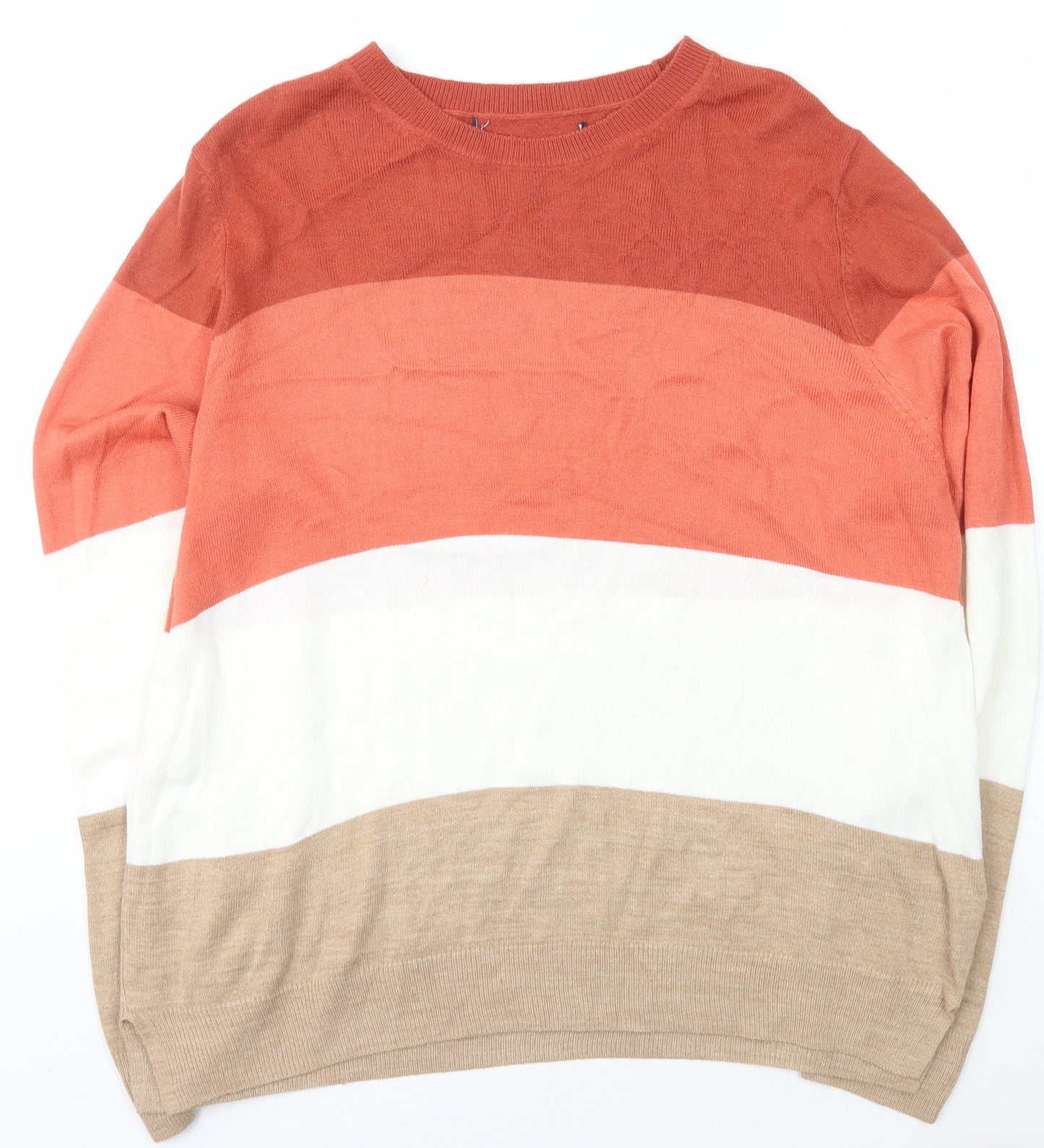 Marks and Spencer Womens Multicoloured Scoop Neck Striped Acrylic Pullover Jumper Size 18