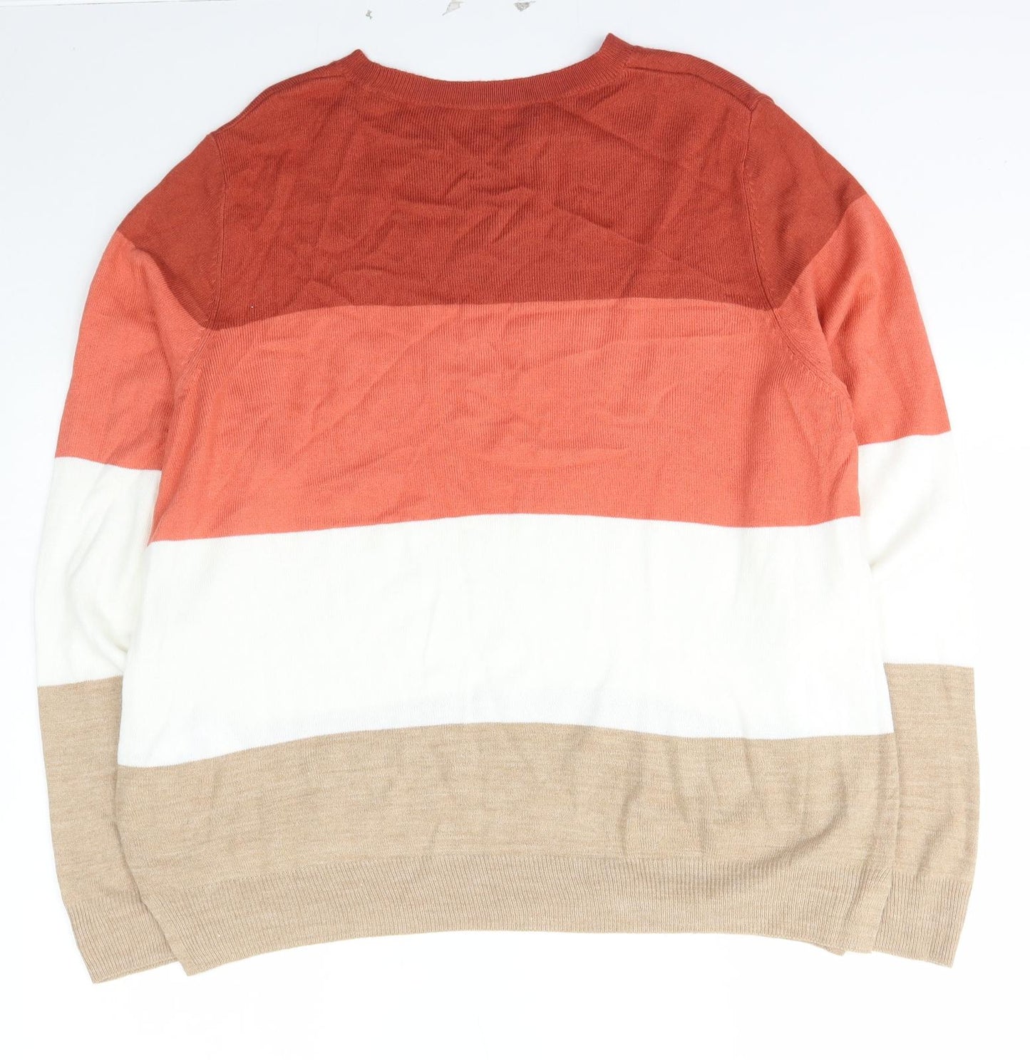 Marks and Spencer Womens Multicoloured Scoop Neck Striped Acrylic Pullover Jumper Size 18
