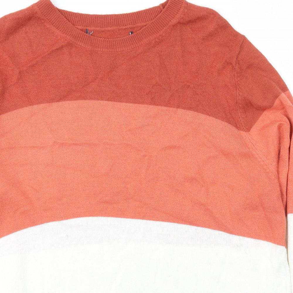 Marks and Spencer Womens Multicoloured Scoop Neck Striped Acrylic Pullover Jumper Size 18
