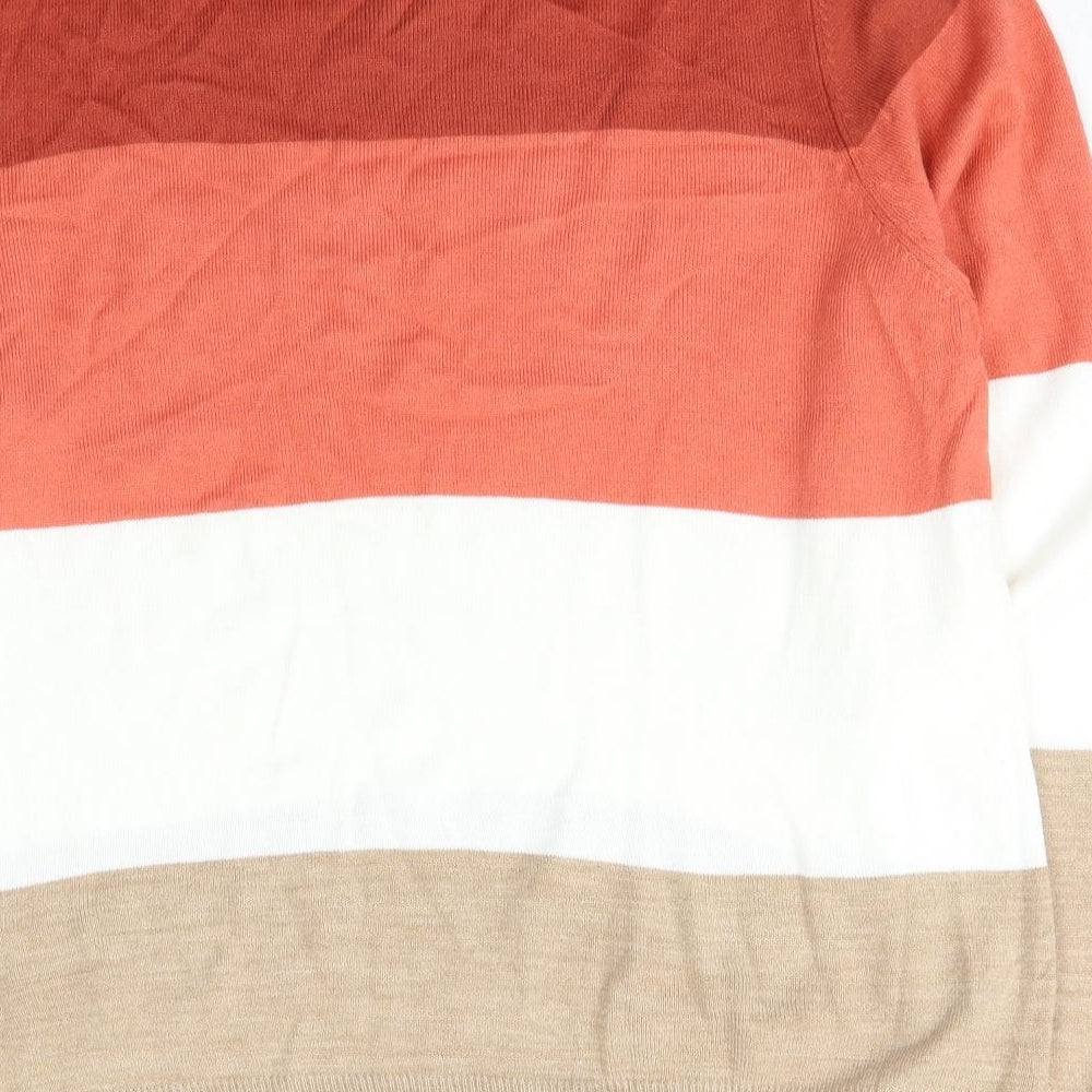 Marks and Spencer Womens Multicoloured Scoop Neck Striped Acrylic Pullover Jumper Size 18