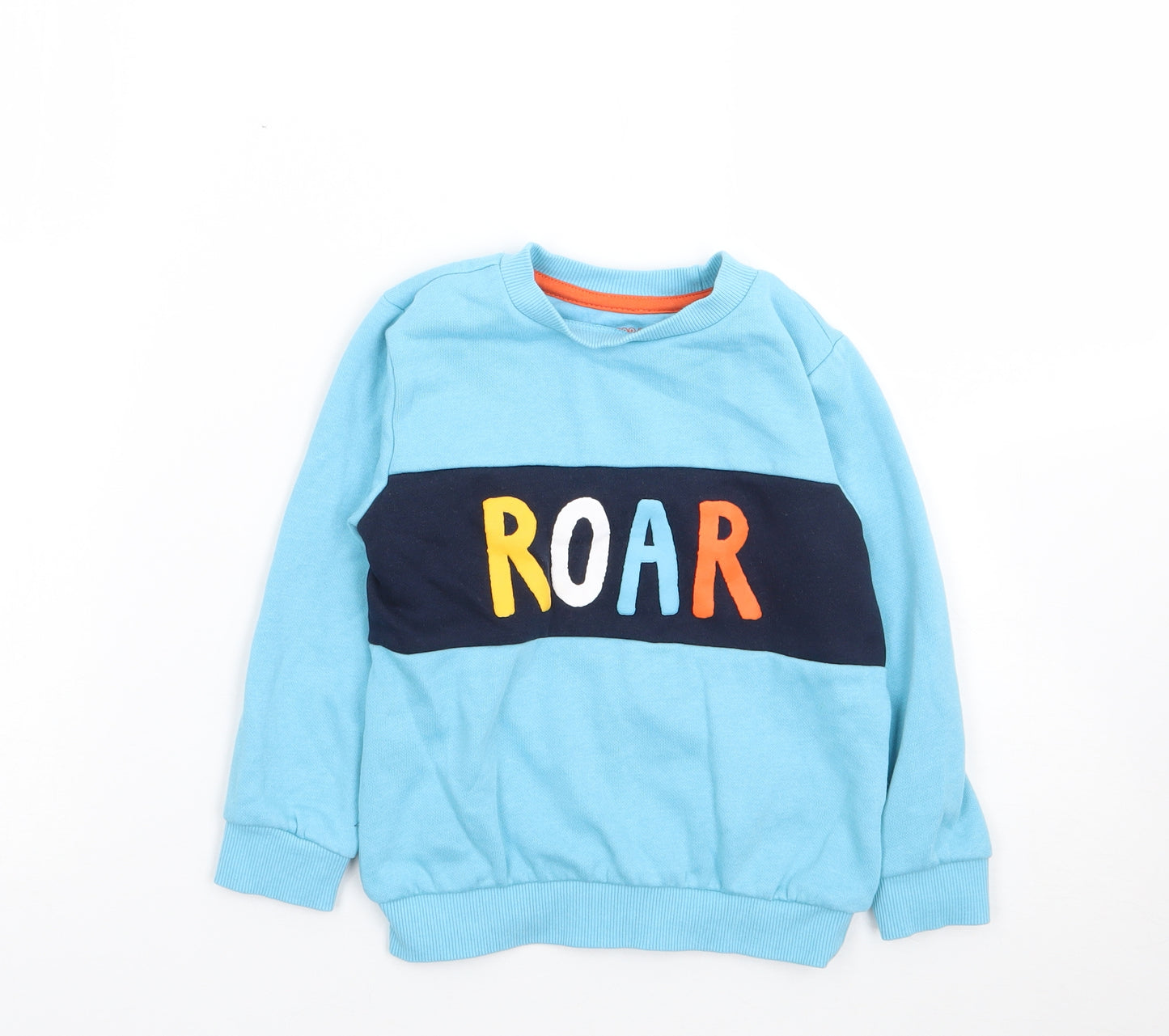 F&F Boys Blue Crew Neck  Cotton Pullover Jumper Size 3-4 Years  Pullover