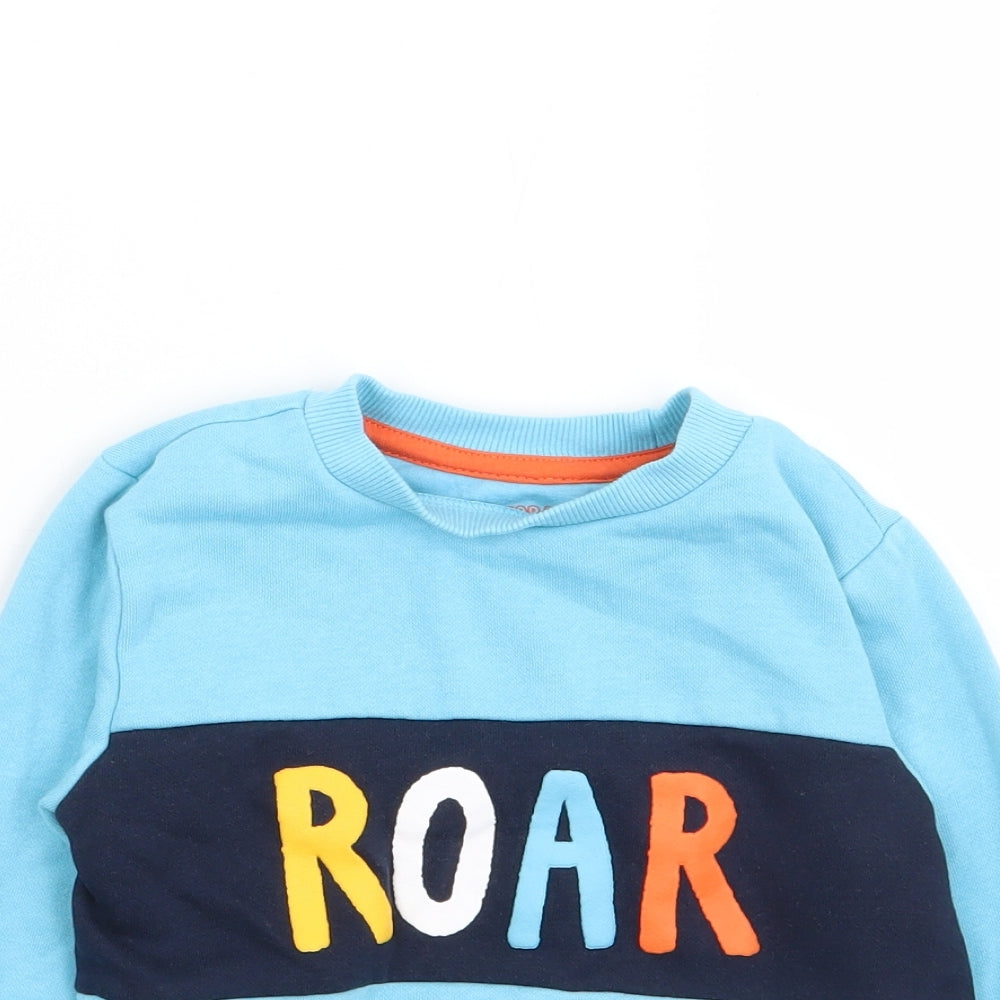 F&F Boys Blue Crew Neck  Cotton Pullover Jumper Size 3-4 Years  Pullover