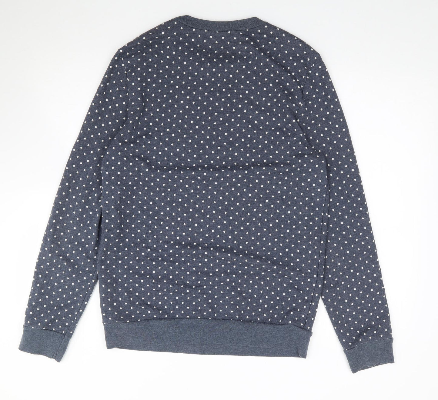 Topman Mens Blue Crew Neck Polka Dot Cotton Pullover Jumper Size M