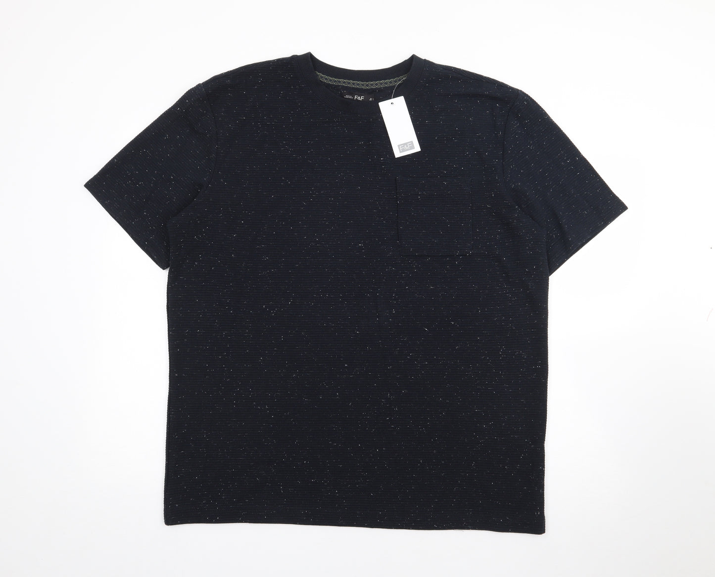 F&F Mens Blue  Polyester  T-Shirt Size L Crew Neck