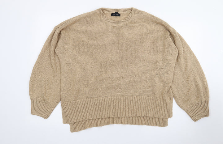 New Look Womens Beige Crew Neck Acrylic Pullover Jumper Size L