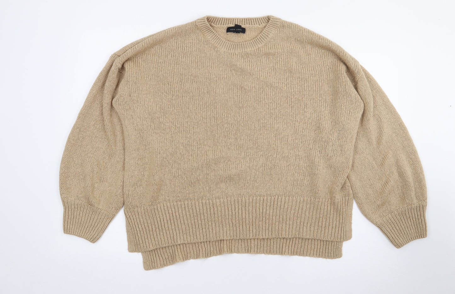 New Look Womens Beige Crew Neck  Acrylic Pullover Jumper Size L