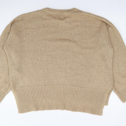 New Look Womens Beige Crew Neck  Acrylic Pullover Jumper Size L
