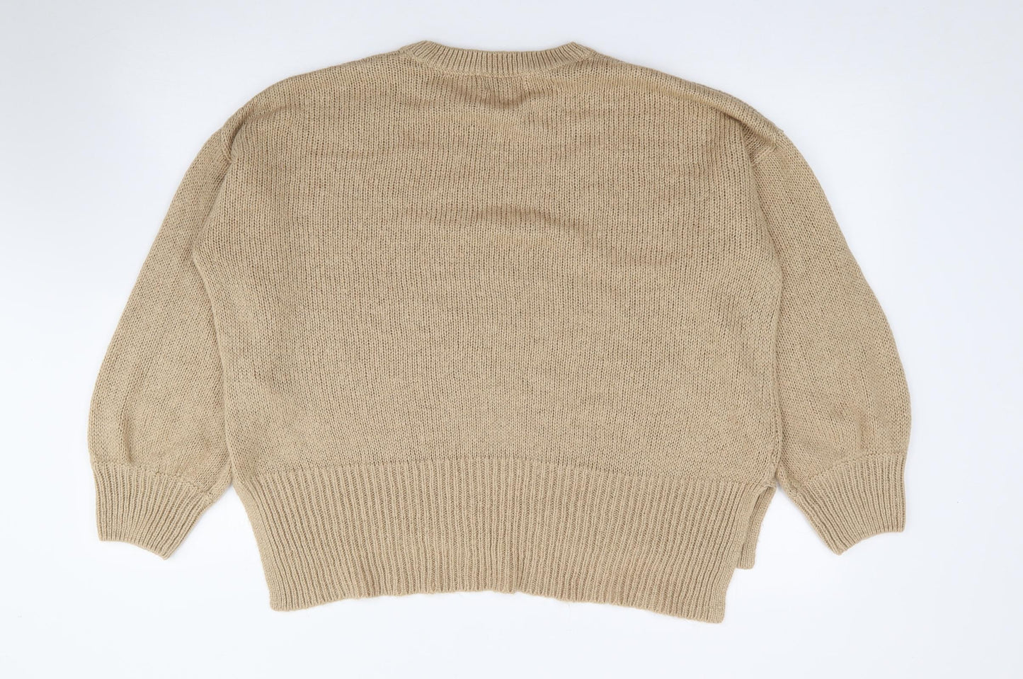 New Look Womens Beige Crew Neck  Acrylic Pullover Jumper Size L