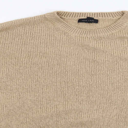New Look Womens Beige Crew Neck  Acrylic Pullover Jumper Size L