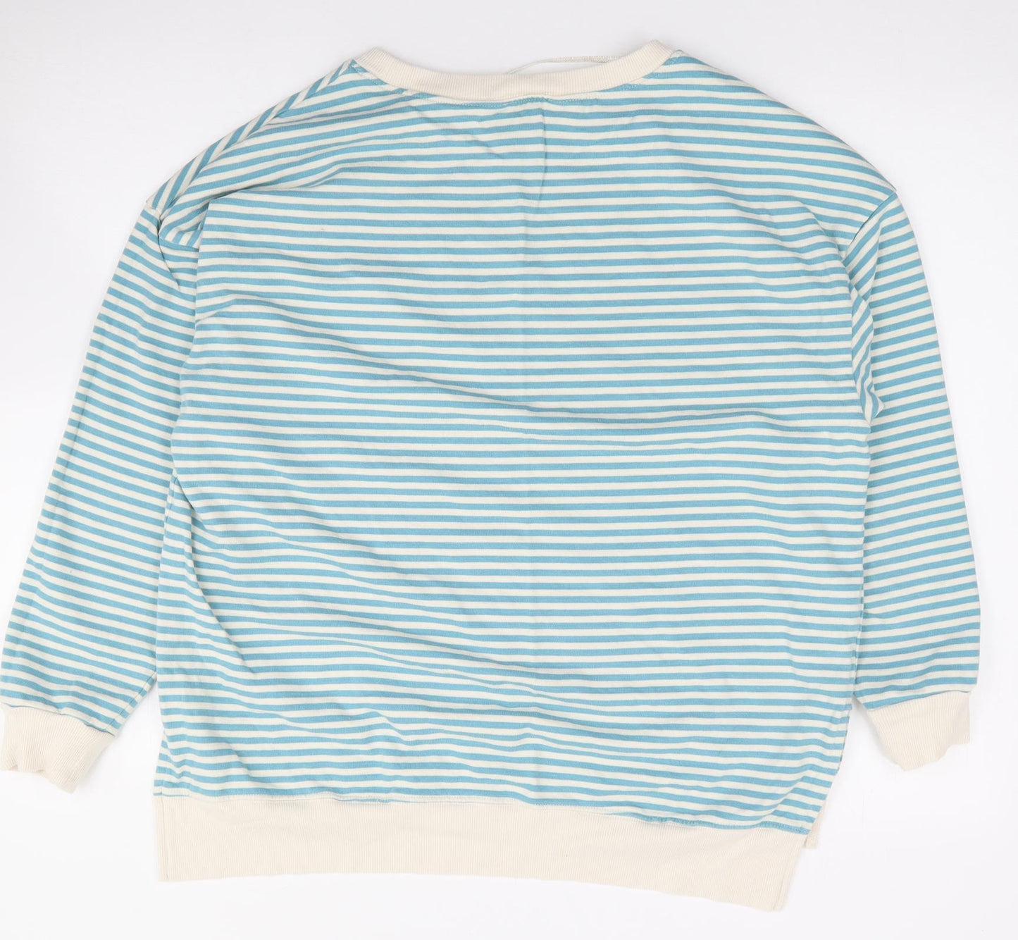 Khost Womens Blue Crew Neck Striped Cotton Pullover Jumper Size 18