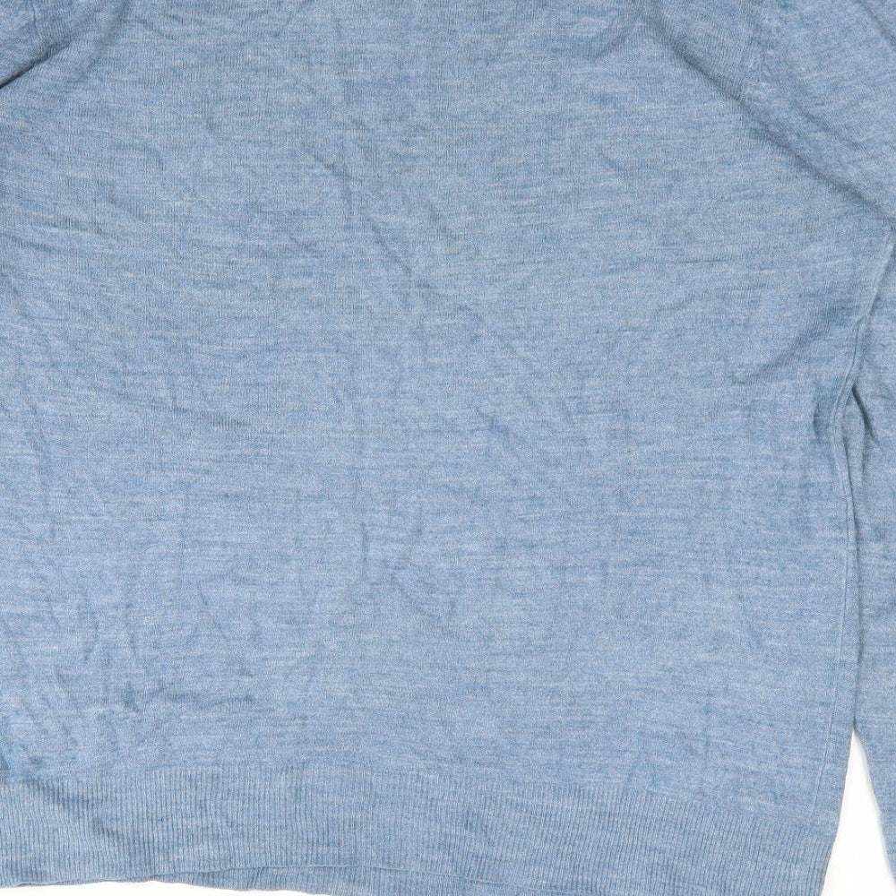 Marks and Spencer Mens Blue V-Neck  Acrylic Pullover Jumper Size L