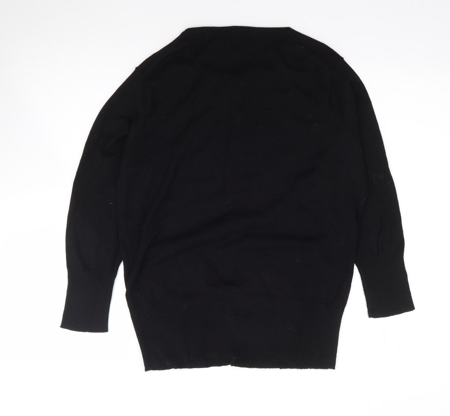 Preworn Womens Black Round Neck  Acrylic Cardigan Jumper Size S   - Bow