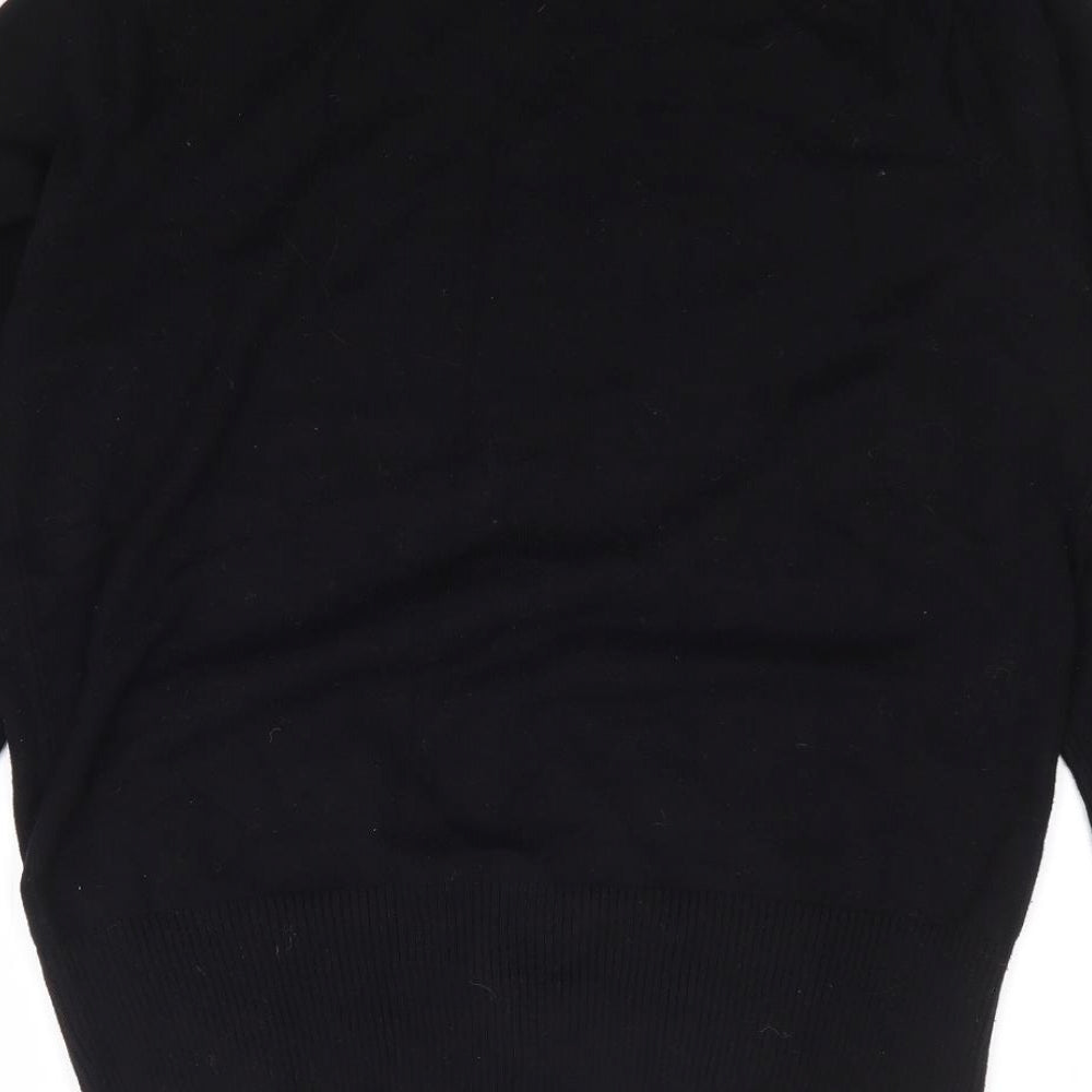 Preworn Womens Black Round Neck  Acrylic Cardigan Jumper Size S   - Bow