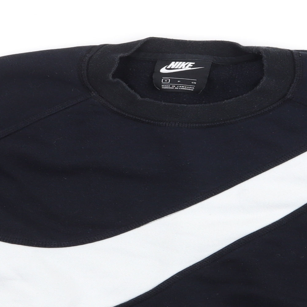 Nike Womens Black Crew Neck  Cotton Pullover Jumper Size S