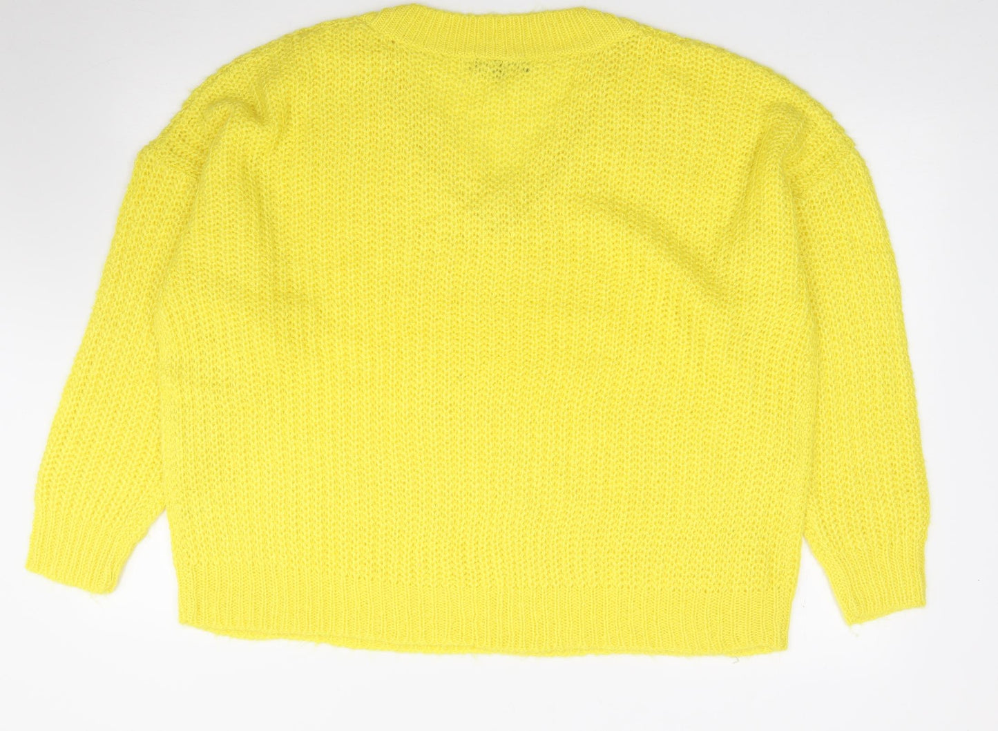 Studio Womens Yellow V-Neck  Acrylic Pullover Jumper Size 20