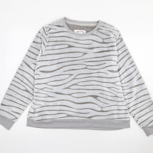 Debenhams Womens Grey Crew Neck Animal Print Polyester Pullover Jumper Size 12   - Lounge Top