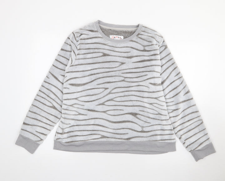 Debenhams Womens Grey Crew Neck Animal Print Polyester Pullover Jumper Size 12 - Lounge Top