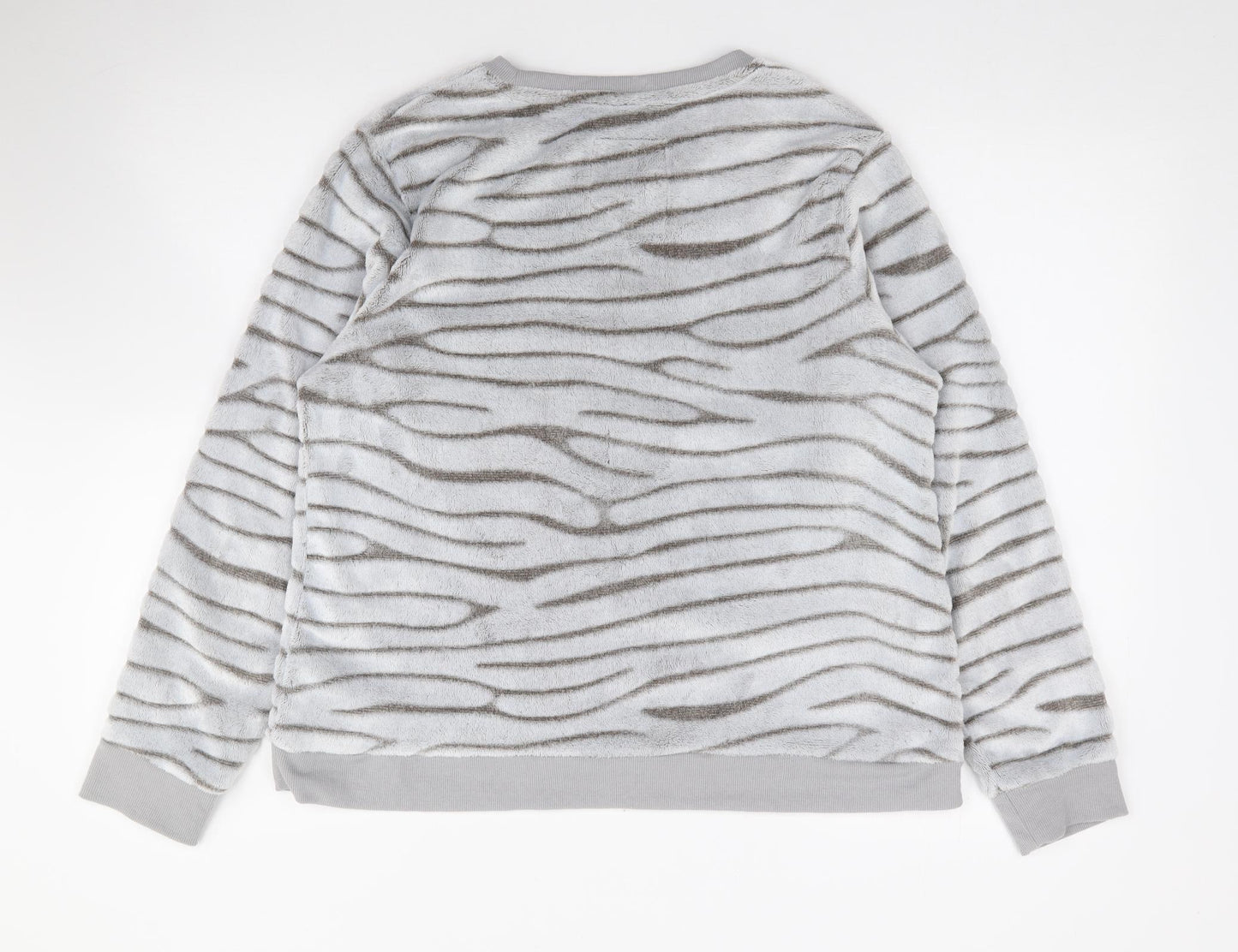 Debenhams Womens Grey Crew Neck Animal Print Polyester Pullover Jumper Size 12   - Lounge Top