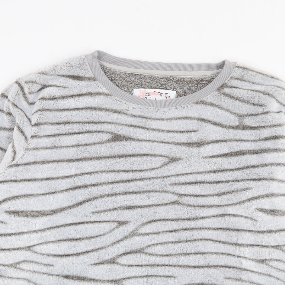Debenhams Womens Grey Crew Neck Animal Print Polyester Pullover Jumper Size 12   - Lounge Top
