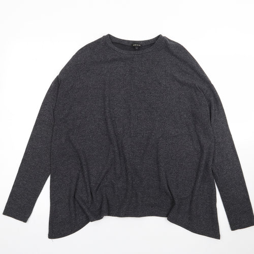 River Island Womens Grey  Viscose Jersey T-Shirt Size 8 Round Neck - Hanky Hem