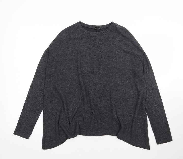 River Island Womens Grey  Viscose Jersey T-Shirt Size 8 Round Neck - Hanky Hem