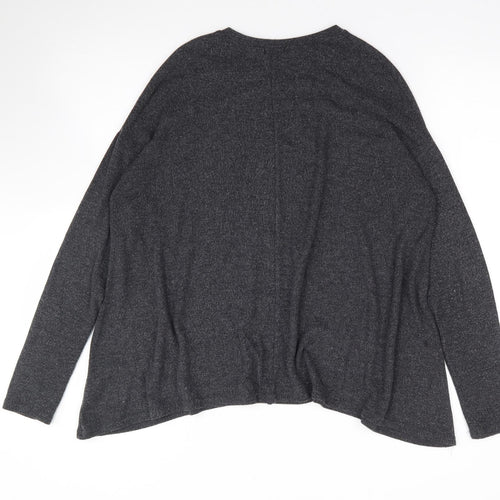 River Island Womens Grey  Viscose Jersey T-Shirt Size 8 Round Neck - Hanky Hem
