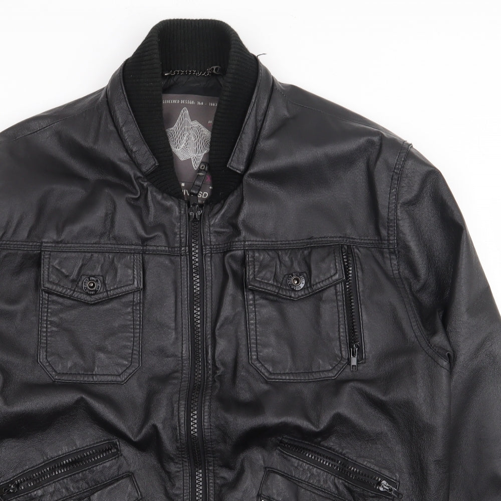 River Island  Mens Black   Motorcycle Jacket Jacket Size XL  Zip