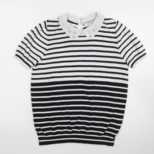 NEXT Womens Blue Striped Cotton Jersey Polo Size 14 Collared