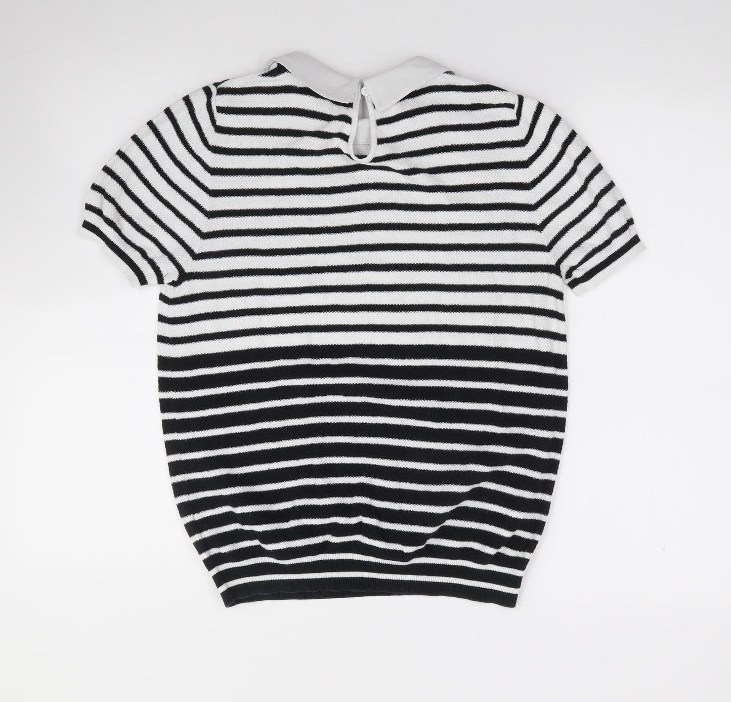 NEXT Womens Blue Striped Cotton Jersey Polo Size 14 Collared