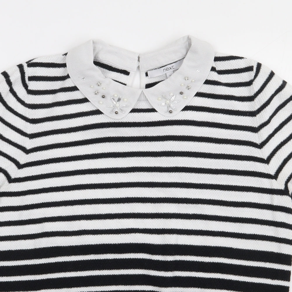 NEXT Womens Blue Striped Cotton Jersey Polo Size 14 Collared