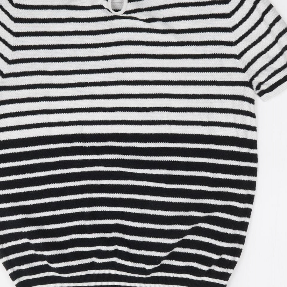 NEXT Womens Blue Striped Cotton Jersey Polo Size 14 Collared