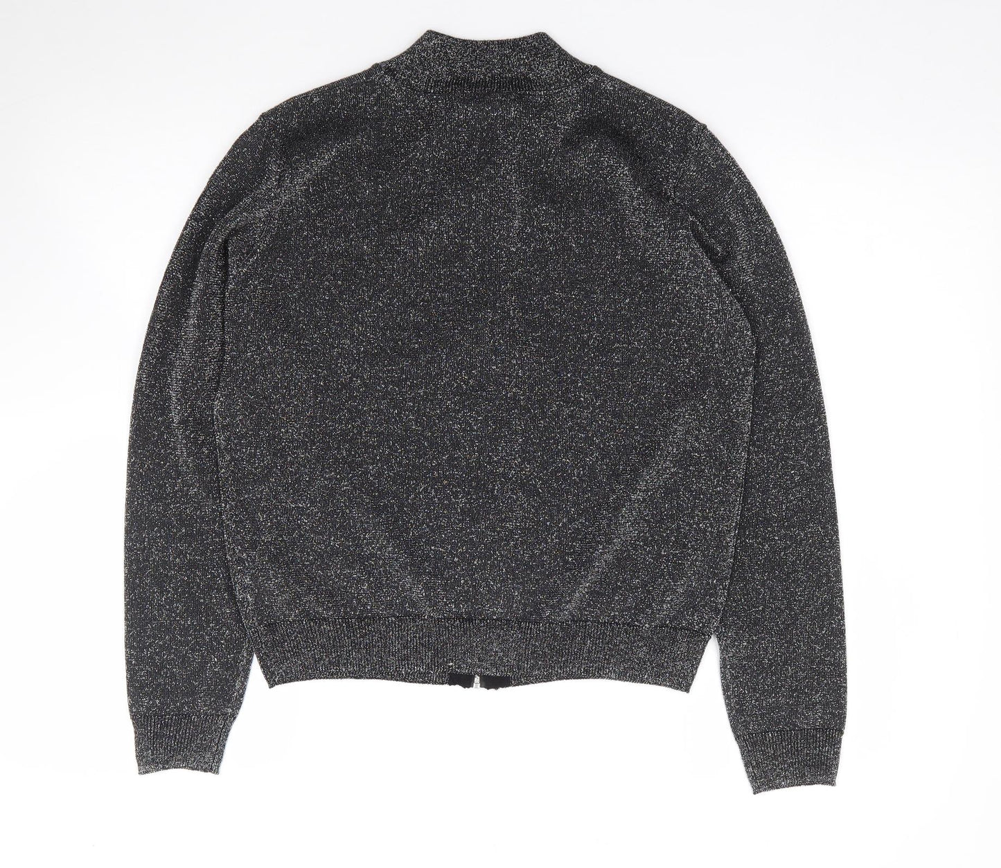 Primark Womens Black Crew Neck  Viscose Full Zip Jumper Size 12