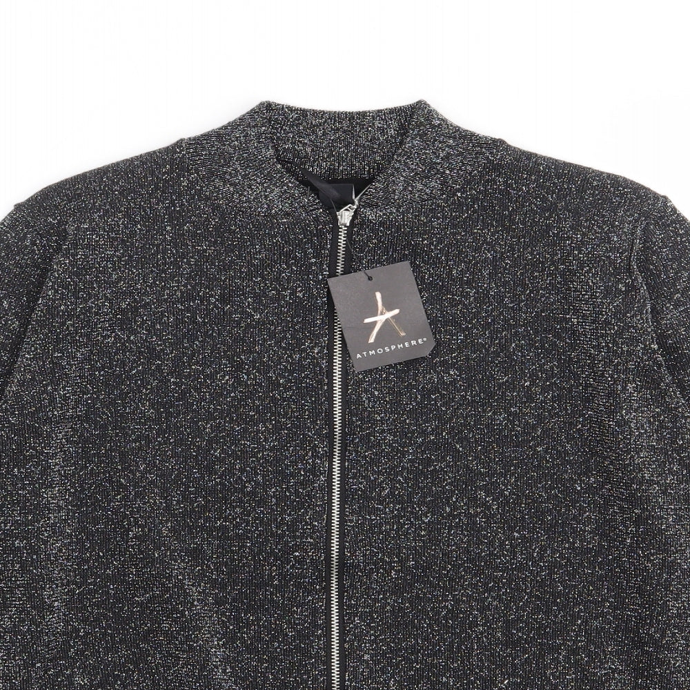 Primark Womens Black Crew Neck  Viscose Full Zip Jumper Size 12