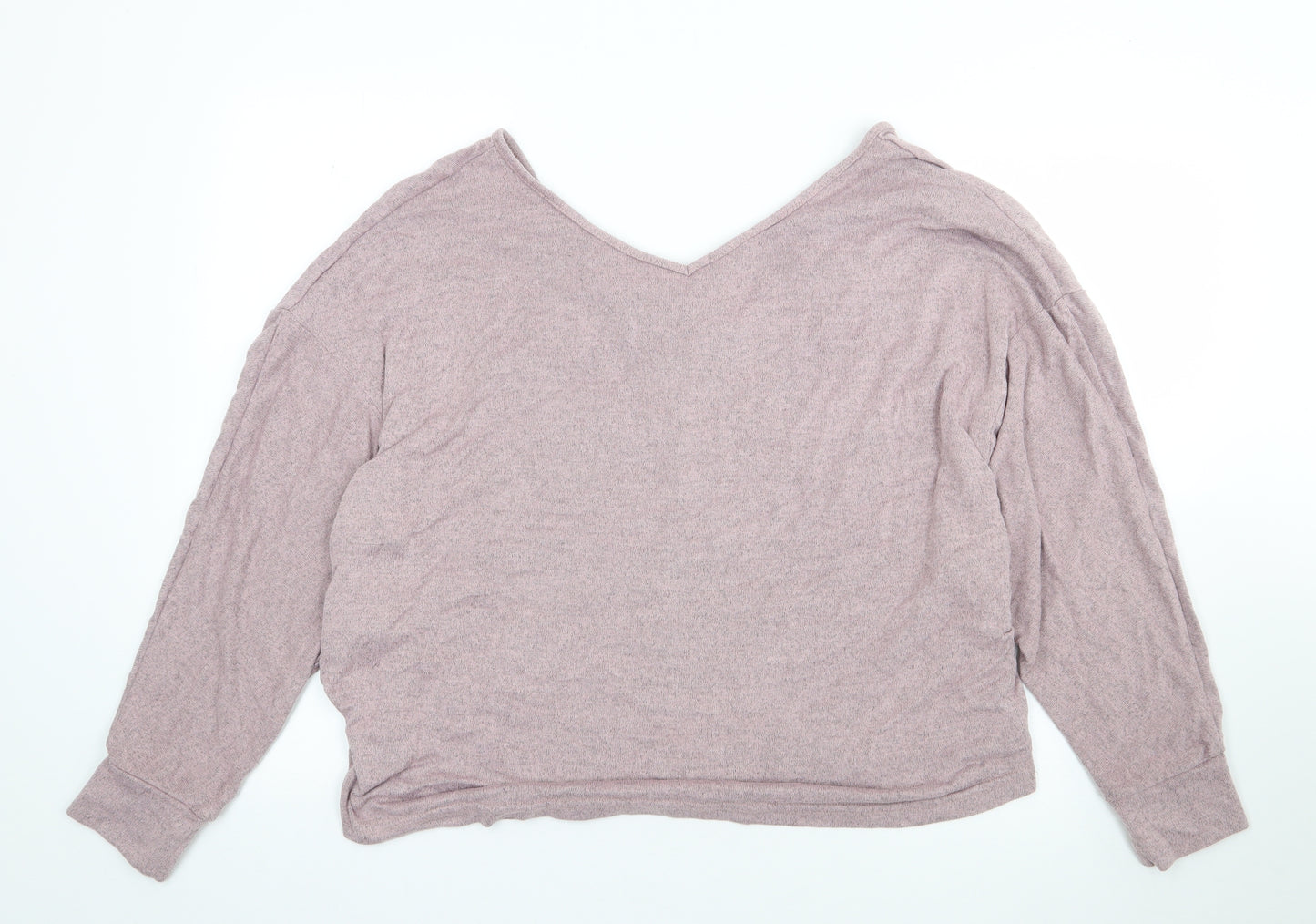 SheIn Womens Pink  Polyester Jersey T-Shirt Size XL V-Neck - Batwing