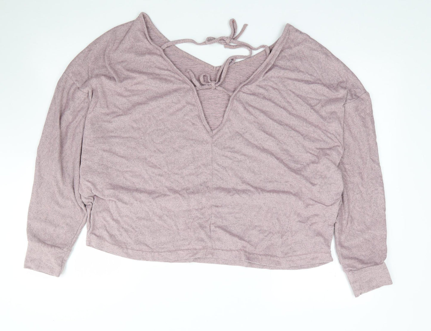 SheIn Womens Pink  Polyester Jersey T-Shirt Size XL V-Neck - Batwing
