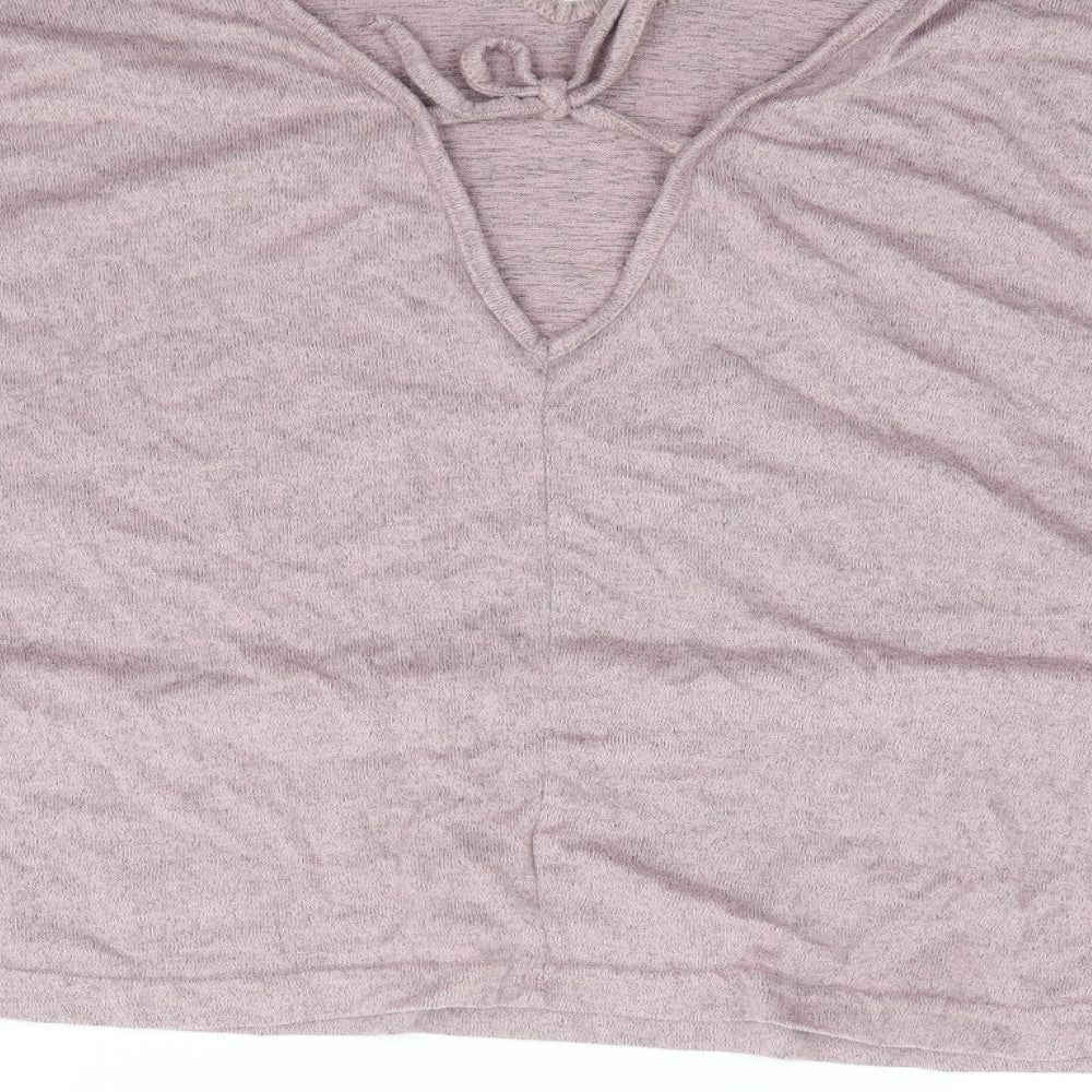 SheIn Womens Pink  Polyester Jersey T-Shirt Size XL V-Neck - Batwing