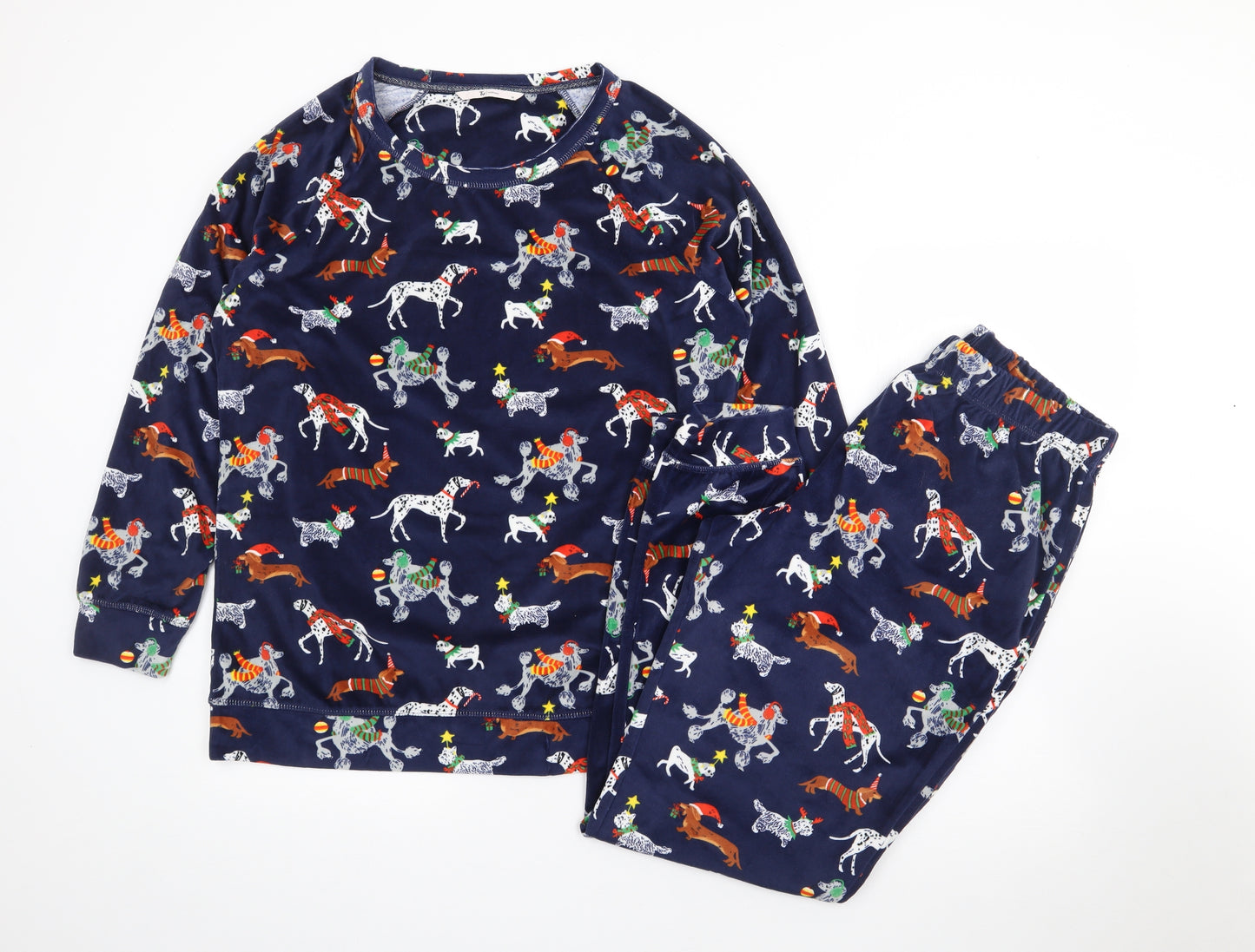 TU Womens Blue Geometric Polyester Top Pyjama Set Size 14   - Christmas, Dog