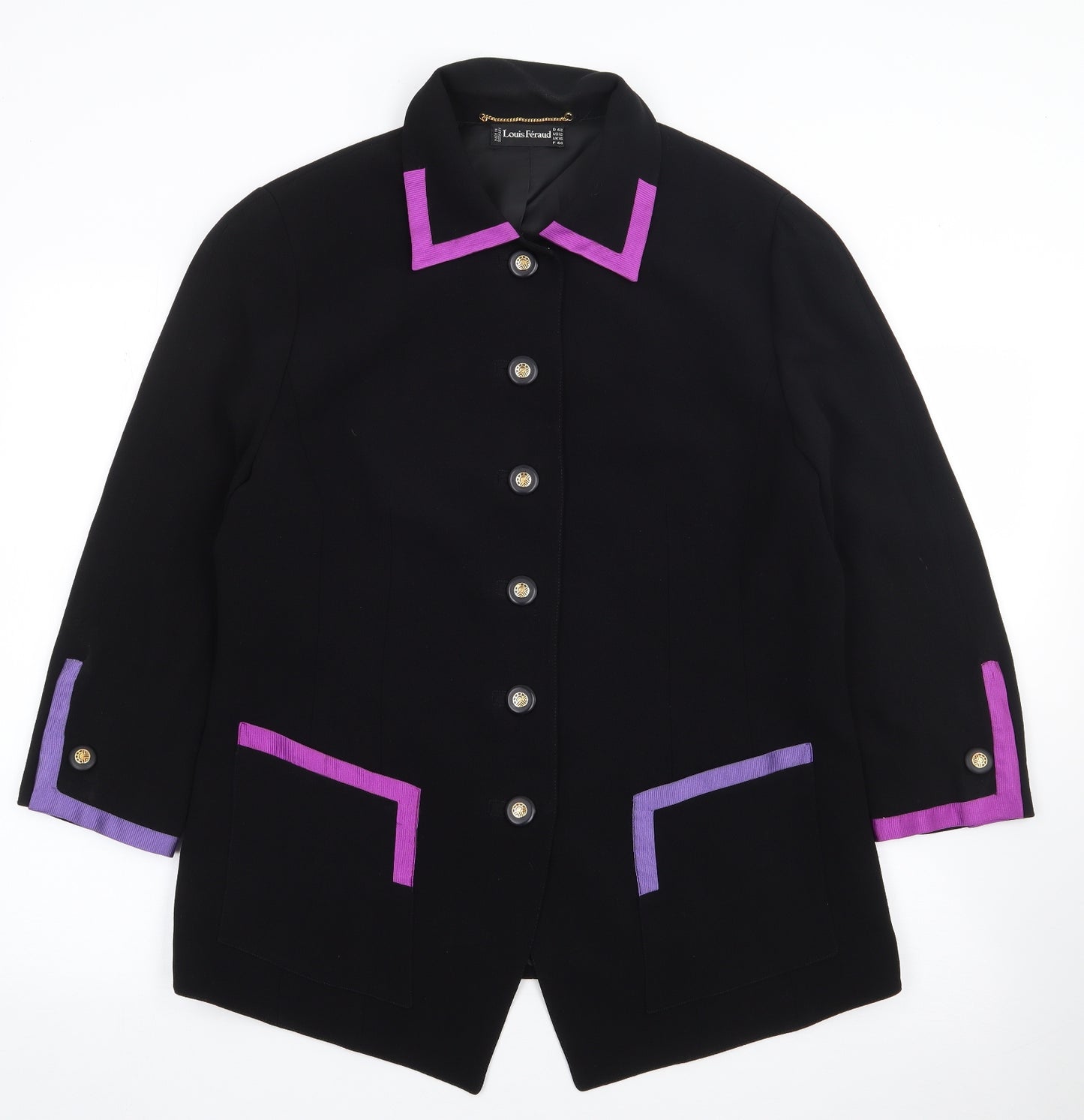 Louis Feraud Womens Black   Jacket Blazer Size 16  Button