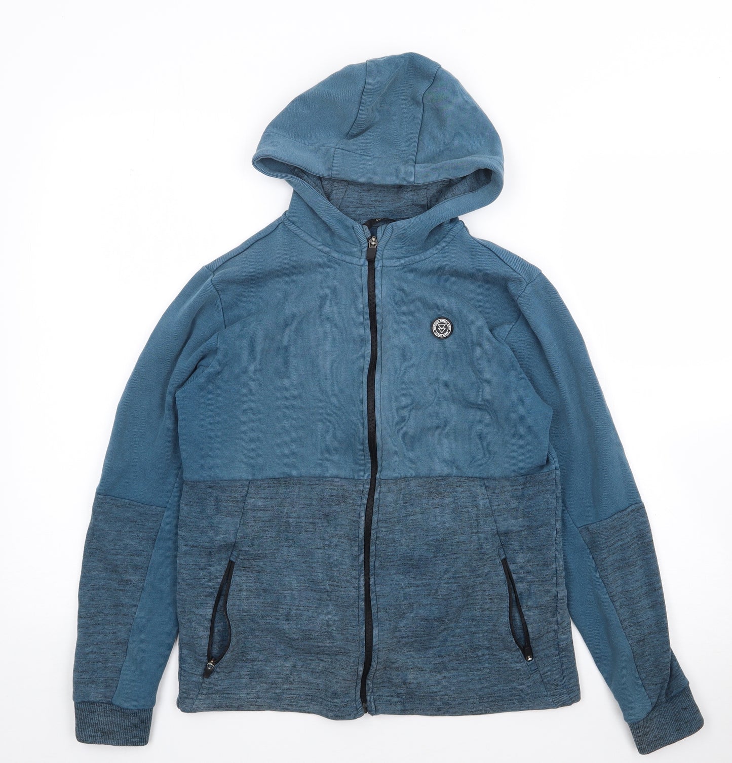 George Boys Blue Colourblock Cotton Full Zip Hoodie Size 12-13 Years  Zip
