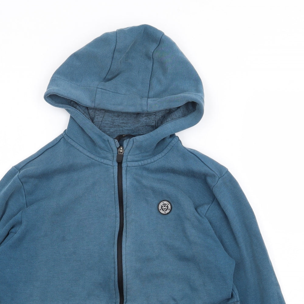 George Boys Blue Colourblock Cotton Full Zip Hoodie Size 12-13 Years  Zip