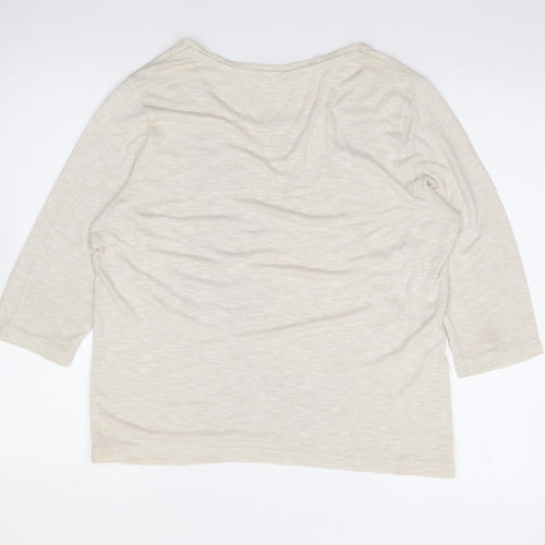 Preworn Womens Beige Floral Polyester Jersey T-Shirt Size M Round Neck